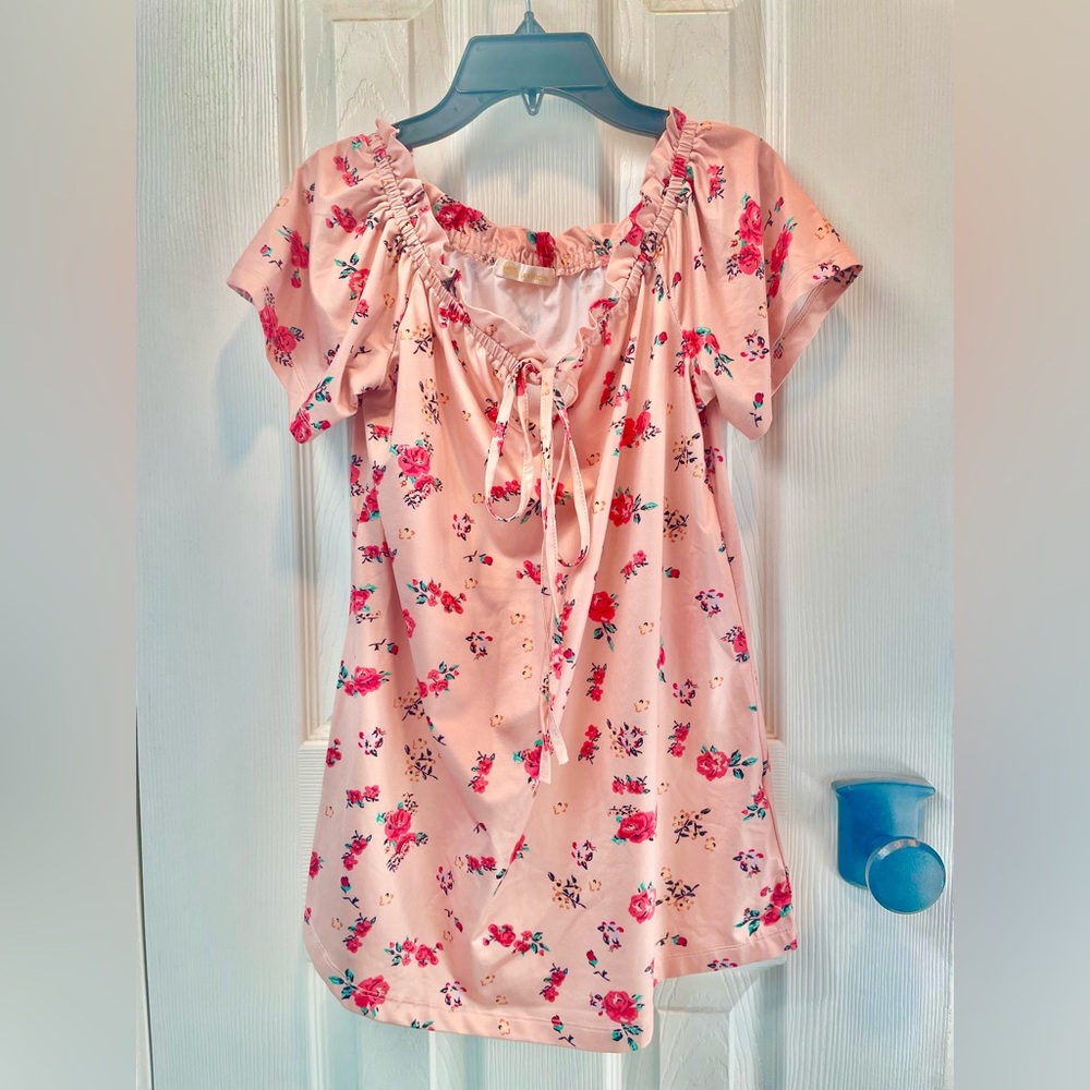Cute Pink Floral Peach Color Top